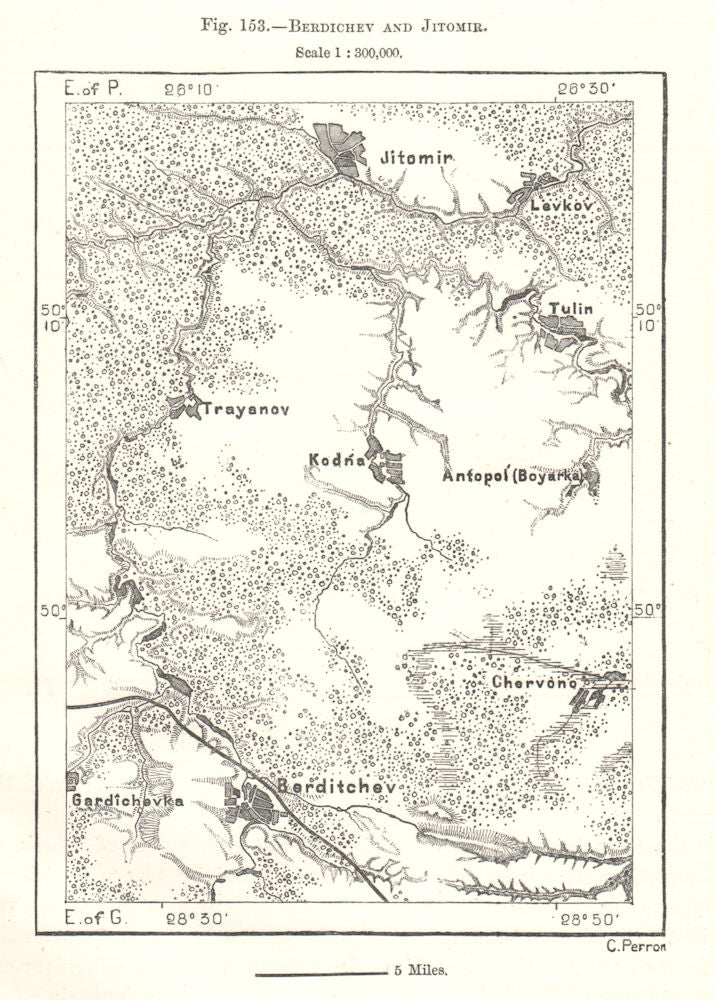 Berdychiv and Zhytomyr. Ukraine. Sketch map 1885 old antique plan chart
